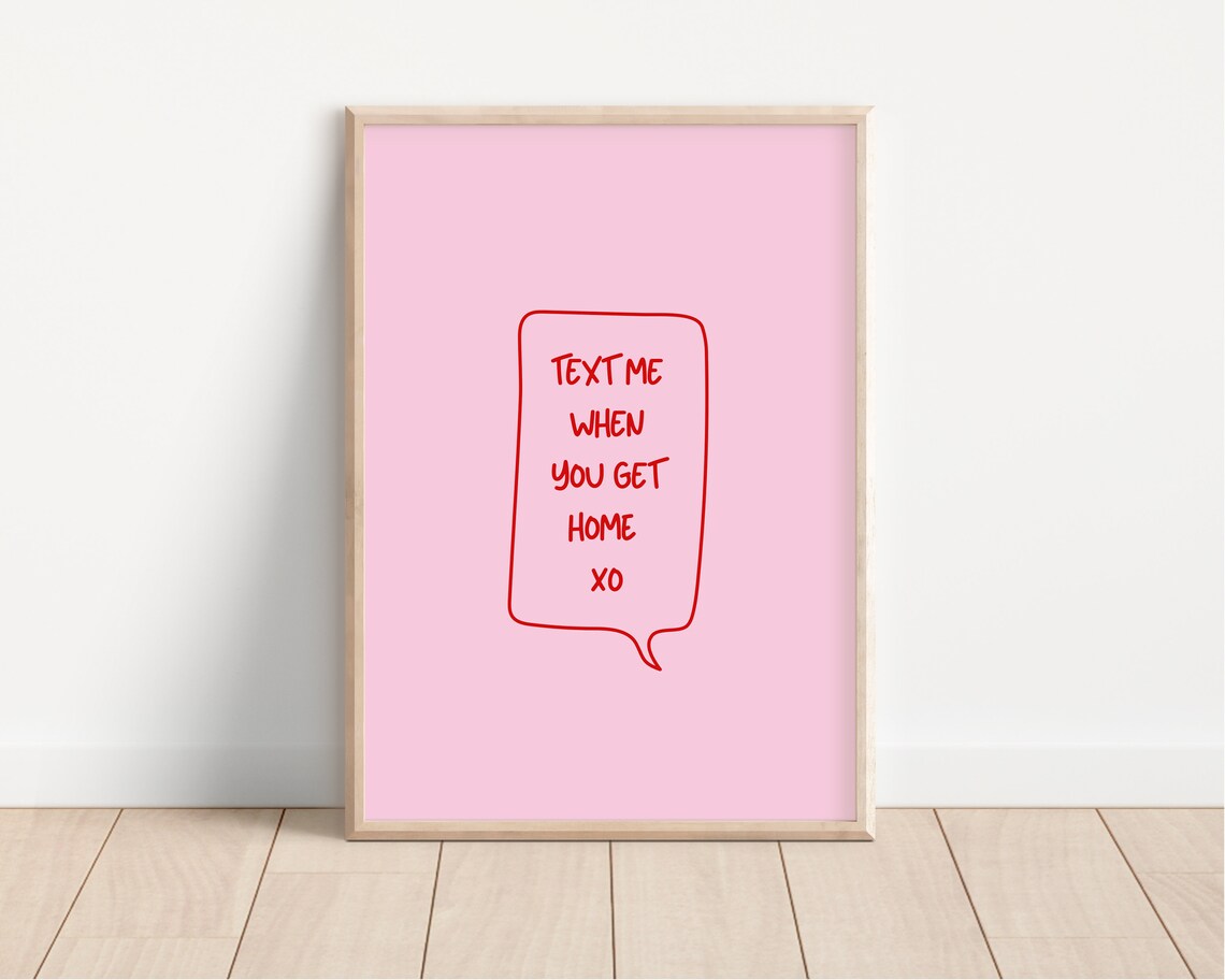Text Me When You Get Home XO Pink Quote Poster For Preppy Girls - Image 3