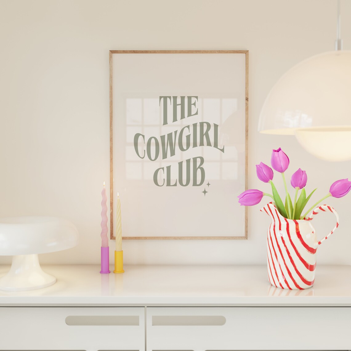 The Cowgirl Club Sage Green Retro Country Western Quote Poster - Image 4