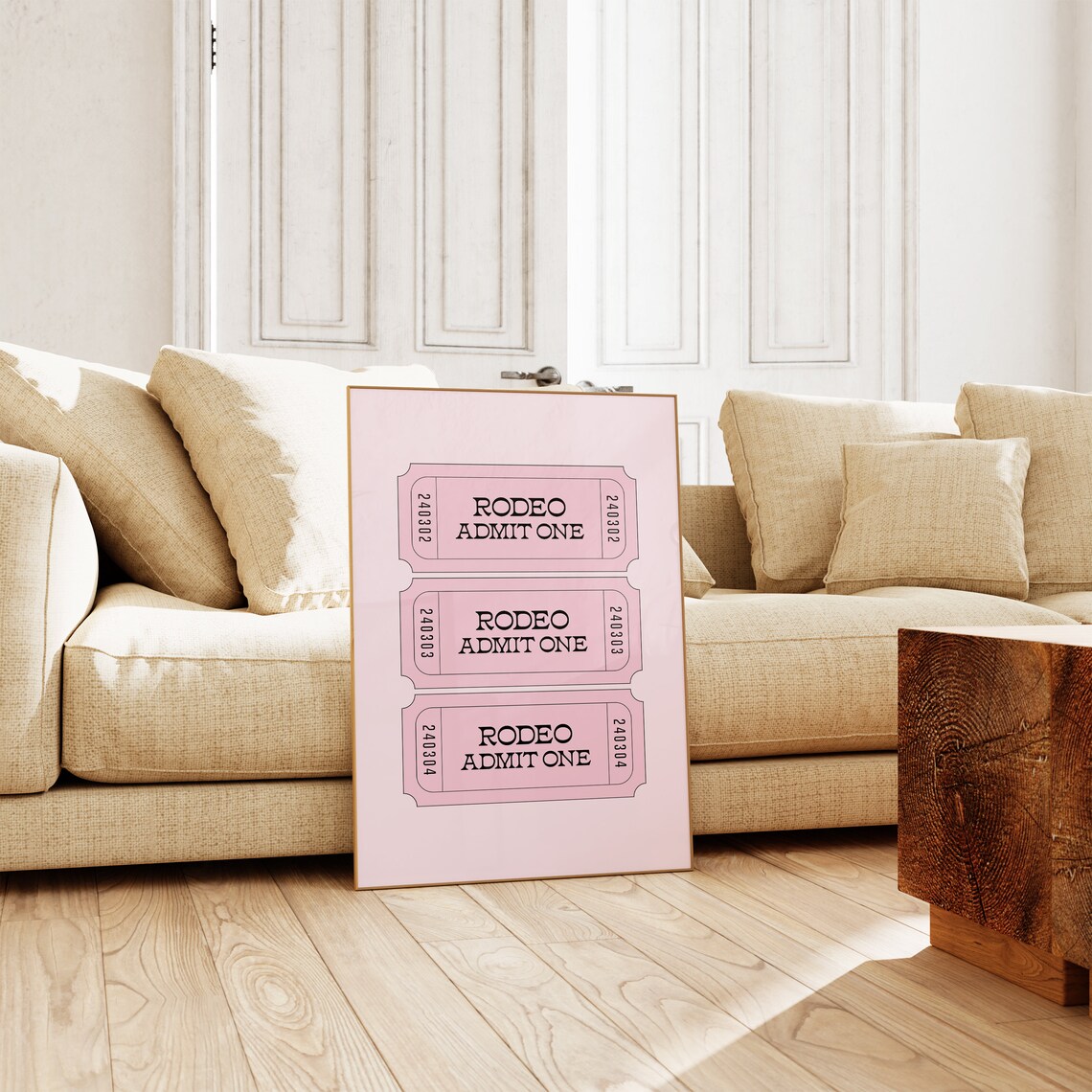 Rodeo Admit One Pink Retro Ticket Stubs Western Cowgirl Decor Poster - Image 3