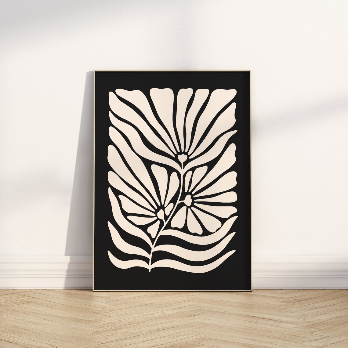 Black and White Abstract Botanical Minimal Floral Decor Poster - Image 3