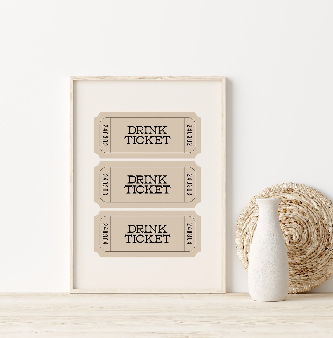 Drink Ticket Vintage Stub Beige Retro Bar Cart Decor Art Poster - Image 3