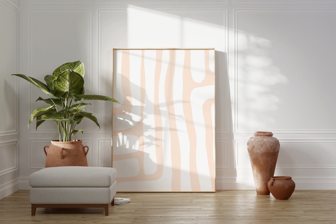 Peachy Pink Organic Minimalist Abstract Art Print