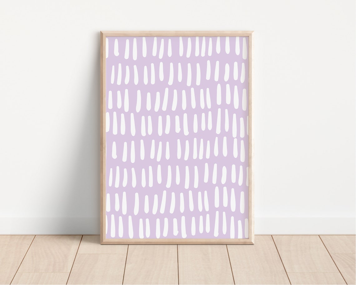 Lilac White Dash Pattern Playful Minimalist Nursery Girls Room Poster
