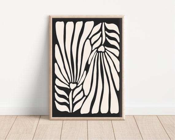 Cream And Black Botanical Abstract Print Organic Minimalist Art Moody Botanical Art Neutral Print Japandi Wall Art Wall Art