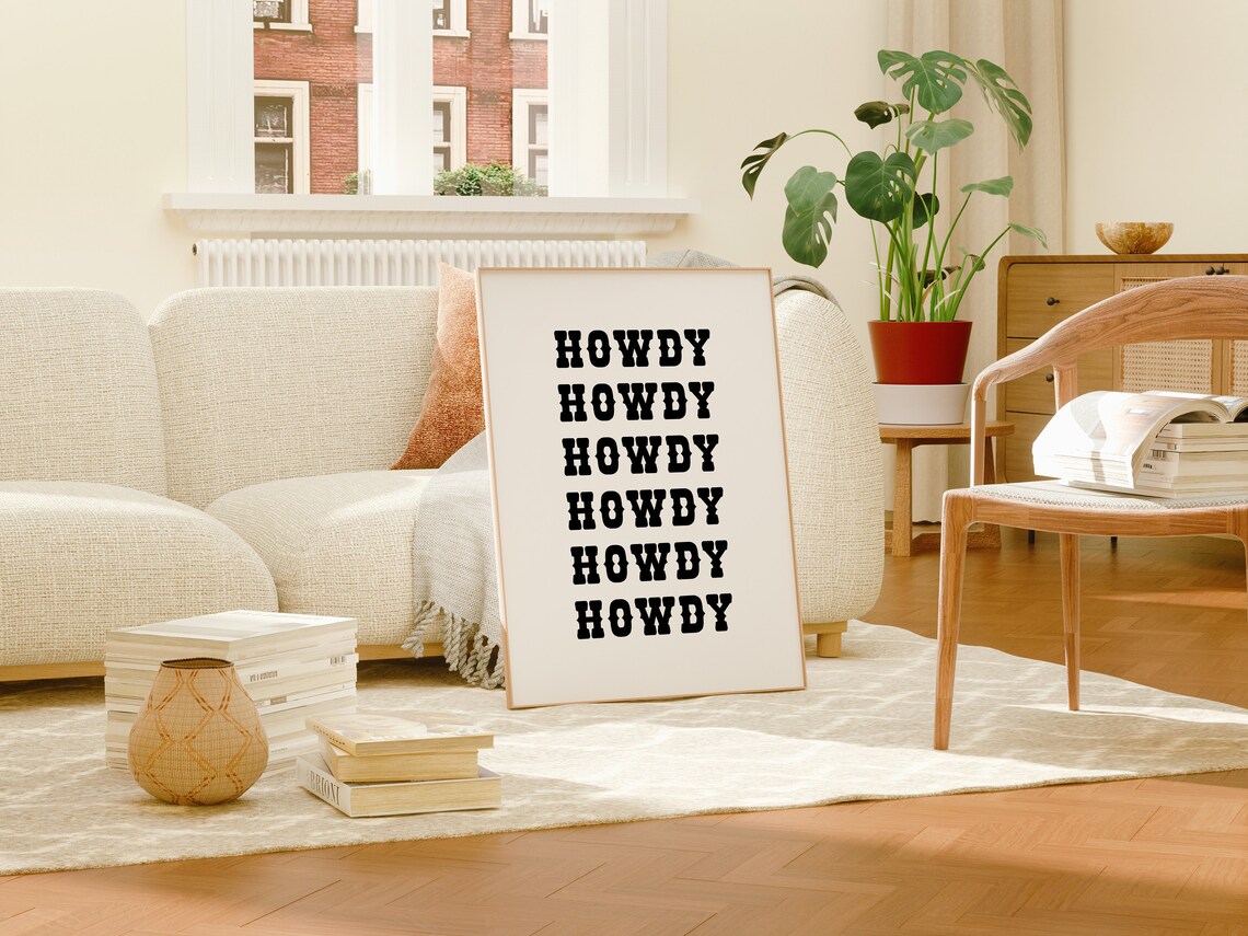 Howdy Retro Western Cowboy Poster, Dorm Room Decor - Image 3