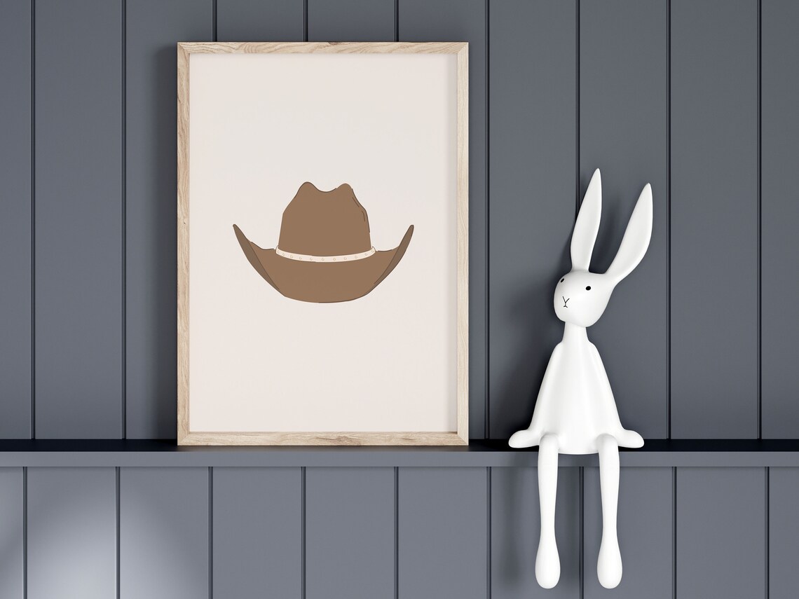 Brown Cowboy Hat Nursery Illustration Western Kids Decor Poster - Image 3