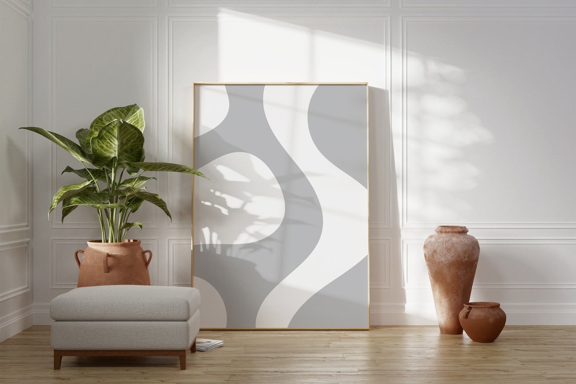 Grey Wavy Organic Curves Abstract Neutral Modern Minimalist Poster - Image 6