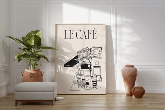 Le Cafe Print Aesthetic Kitchen Decor Coffee Bar Poster Fun Apartment Wall Art French Print French Cafe Print Wall Art