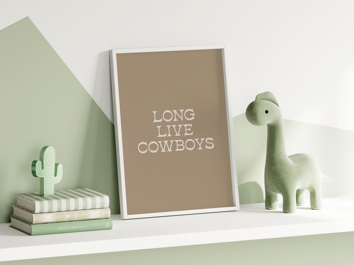 Rustic Long Live Cowboys Quote Tan Typography Western Art Print - Image 3