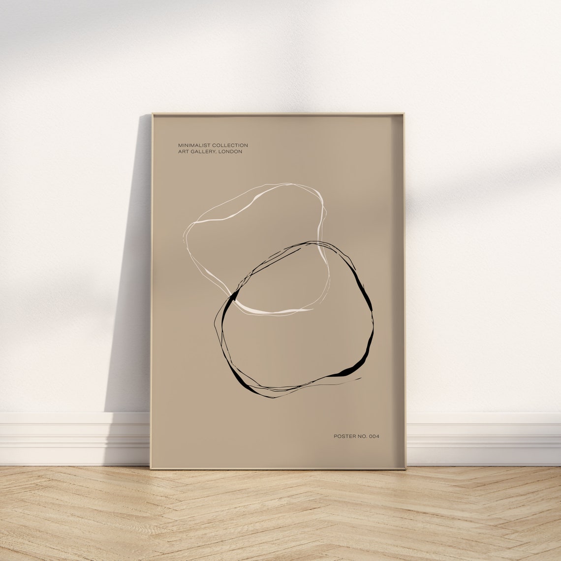 Overlapping Line Loops Tan Minimalist Gallery London Art Poster - Image 3