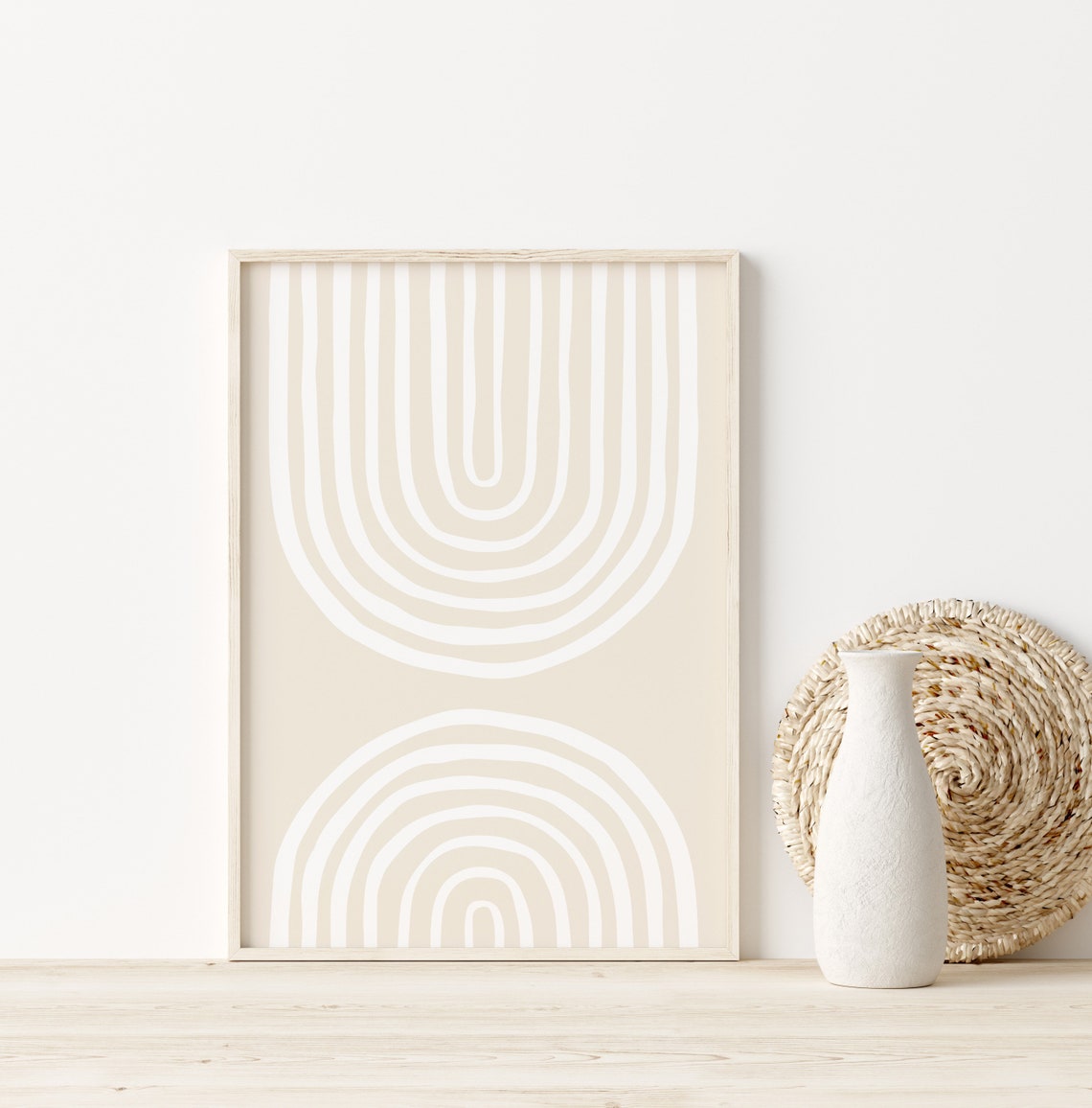 Neutral Beige Rainbow Arch Line Art Boho Nursery Print Modern Decor - Image 2