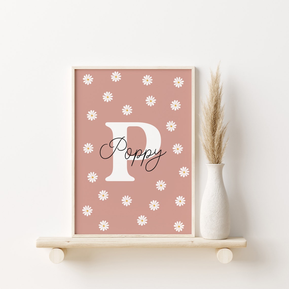 Poppy Personalized Daisy Nursery Name Floral Girls Room Poster