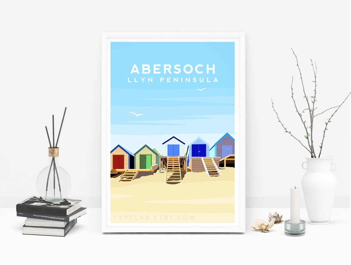 Abersoch Travel Poster, North Wales Wall Decor