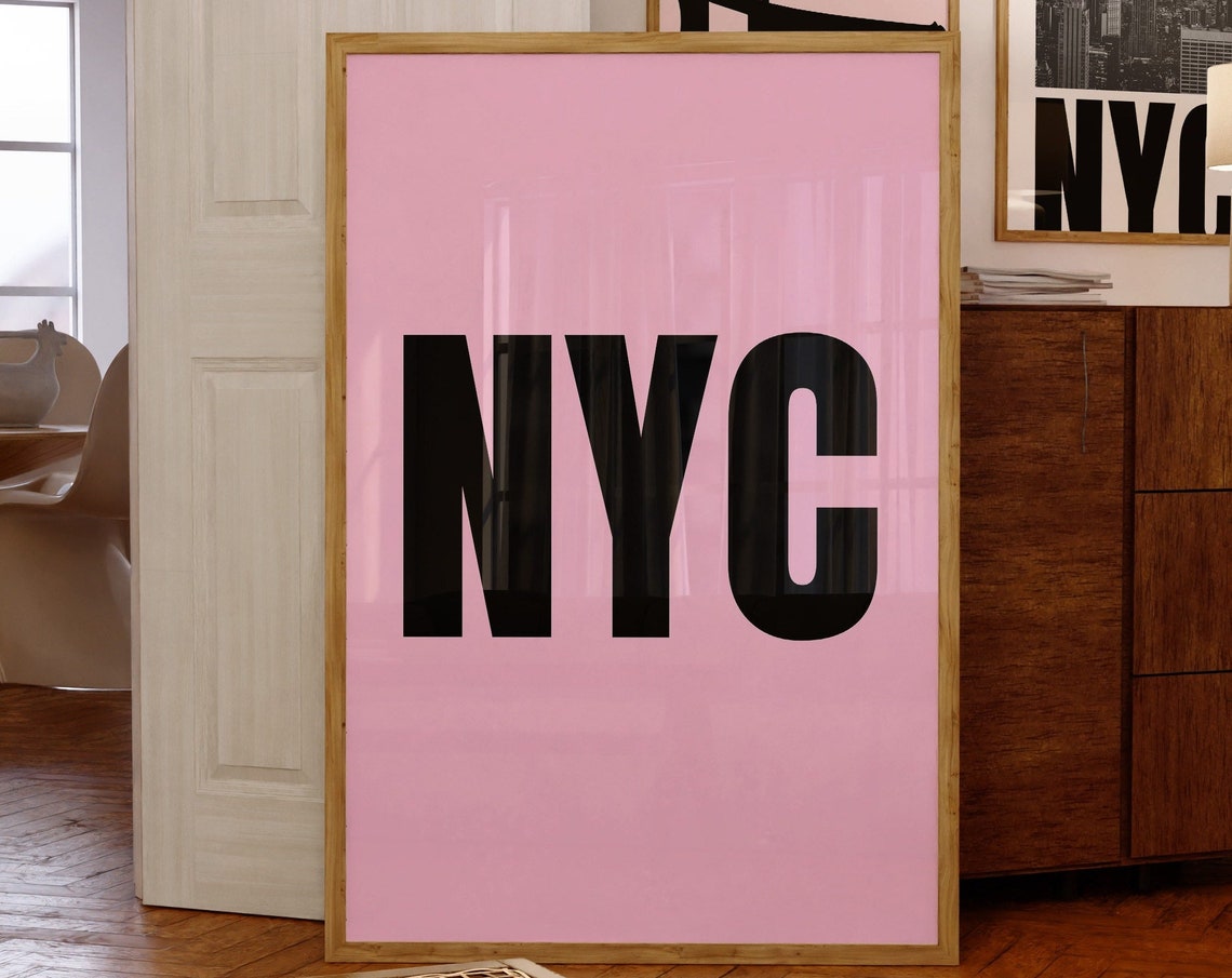 New York City Travel Printcute Trendy Wall Artpink Nyc Travel Exhibition Printdigital Art Downloadpreppy Nyc Postertrendy New York Art