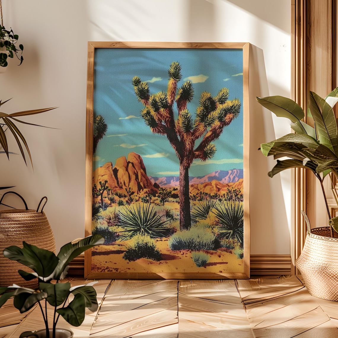 Joshua Tree Desert Landscape, Vintage Travel Poster