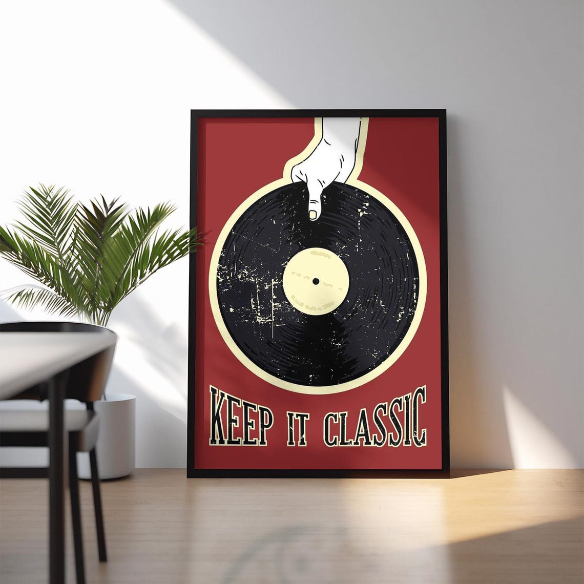 Retro Vinyl Record Keep It Classic Red Music Room Wall Decor Poster