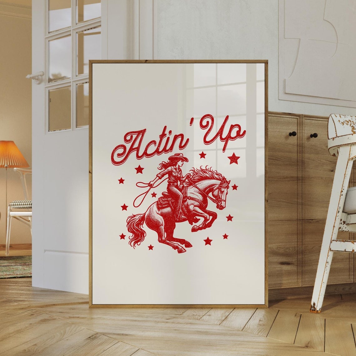 Actin Up Cowgirl, Retro Western Poster