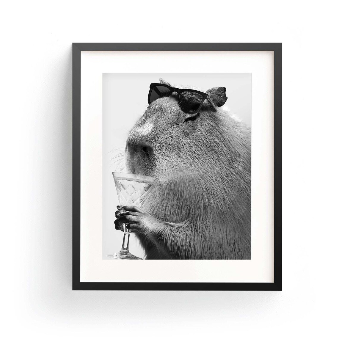 Capybara And Cocktail Kitchen Wall Art Print