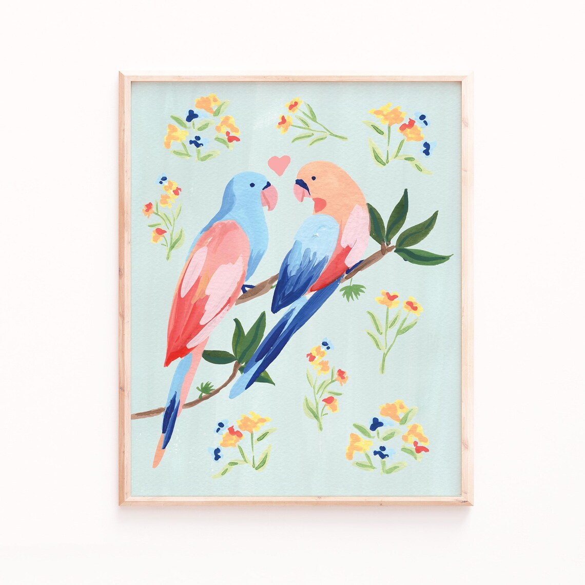 Love Birds Print, Cute Valentine Wall Art