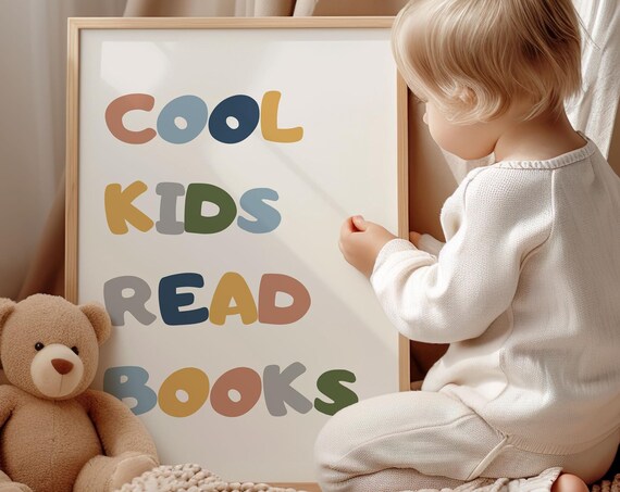 Cool Kids Read Books Colorful Library Reading Classroom Poster