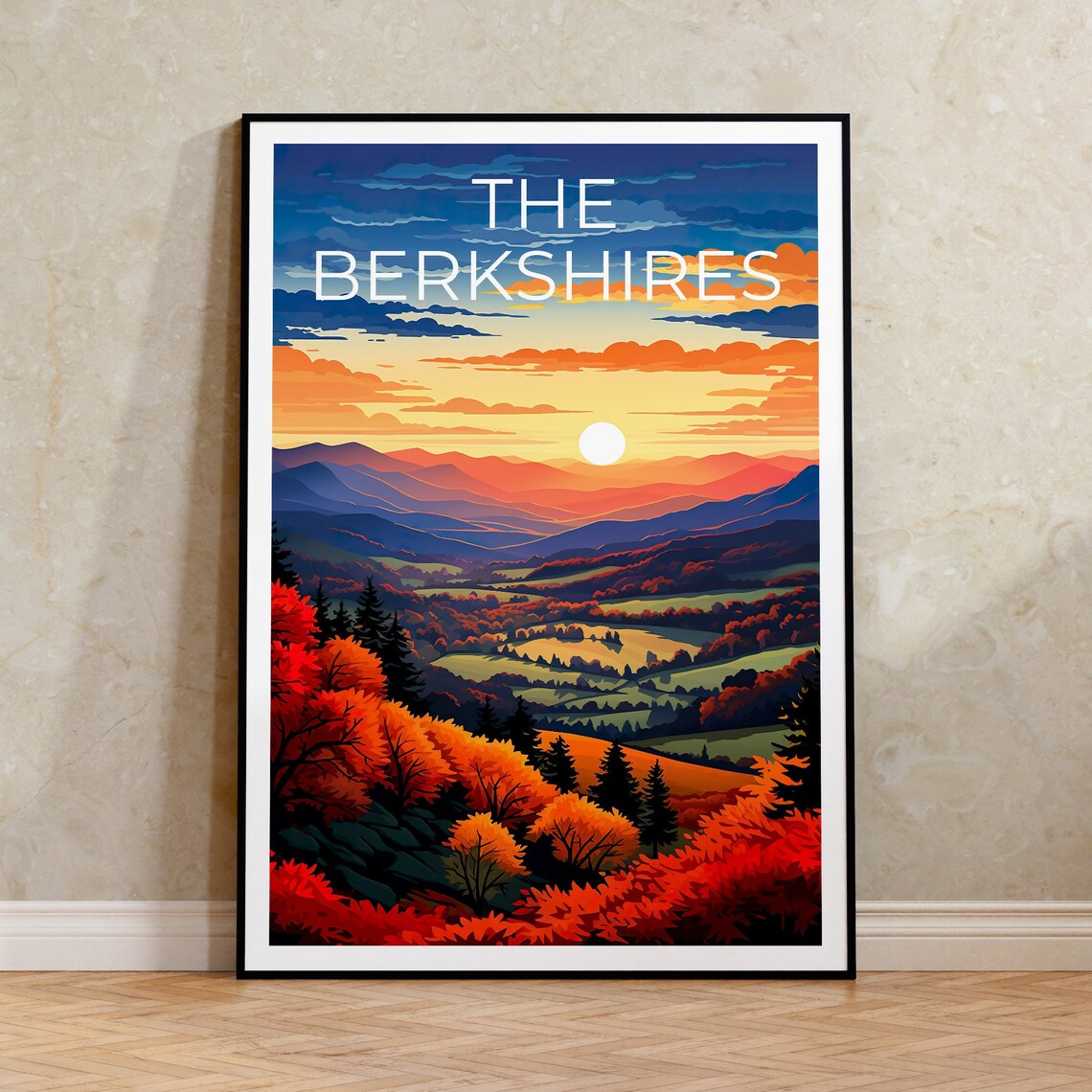 Berkshires Travel Poster, Massachusetts Highlands