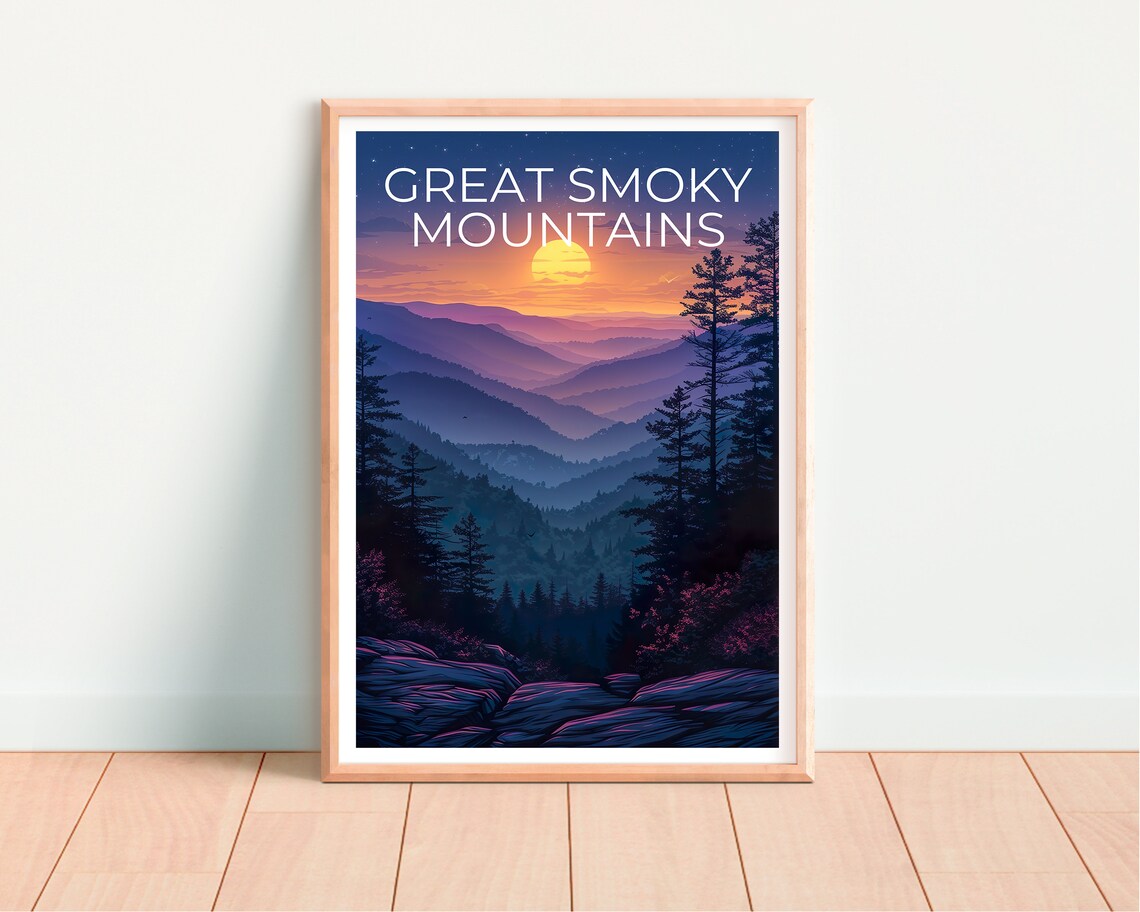 Great Smoky Mountains Travel Poster, North Carolina - Image 4