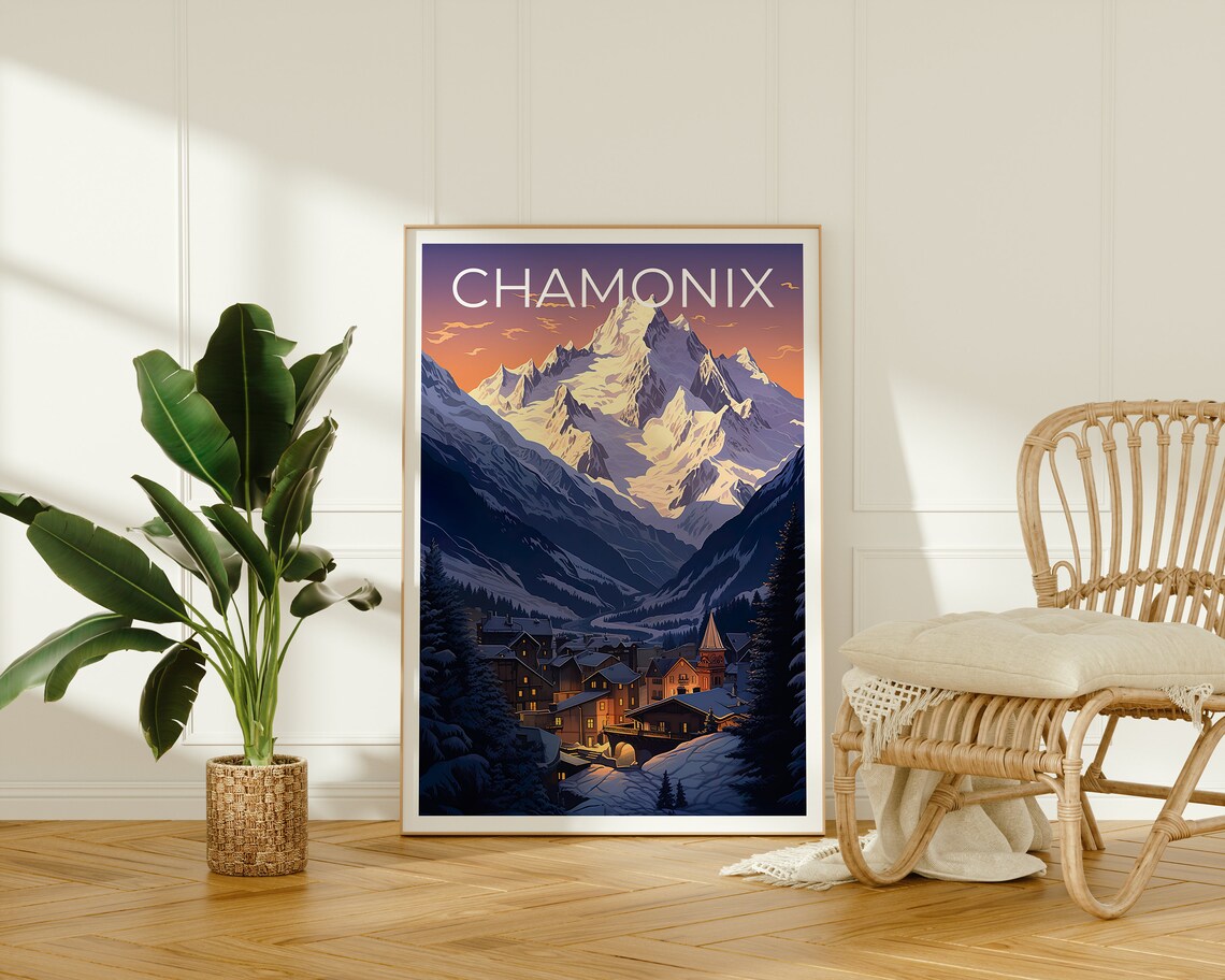 Chamonix Travel Poster, France Ski Resort Print - Image 2
