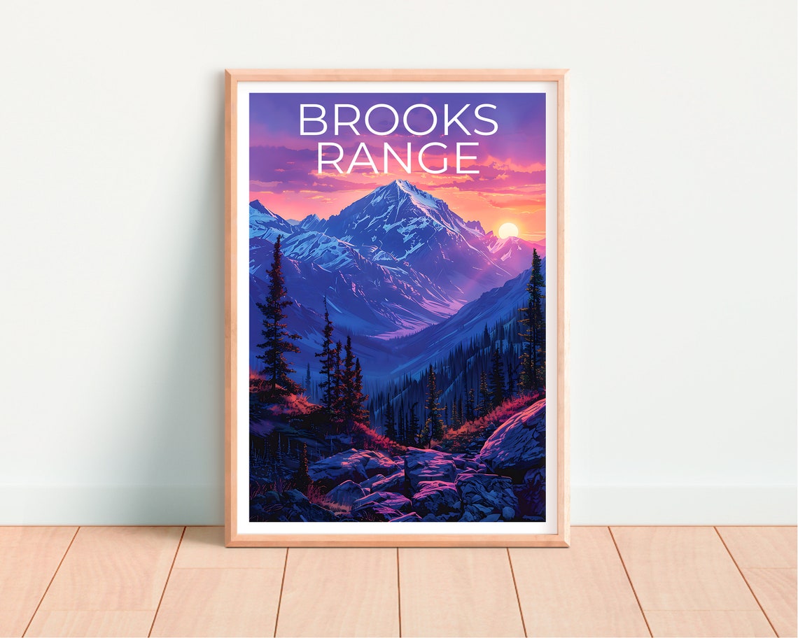 Brooks Range Alaska Sunset Snow Peaks Valley Pines Wilderness Poster - Image 4