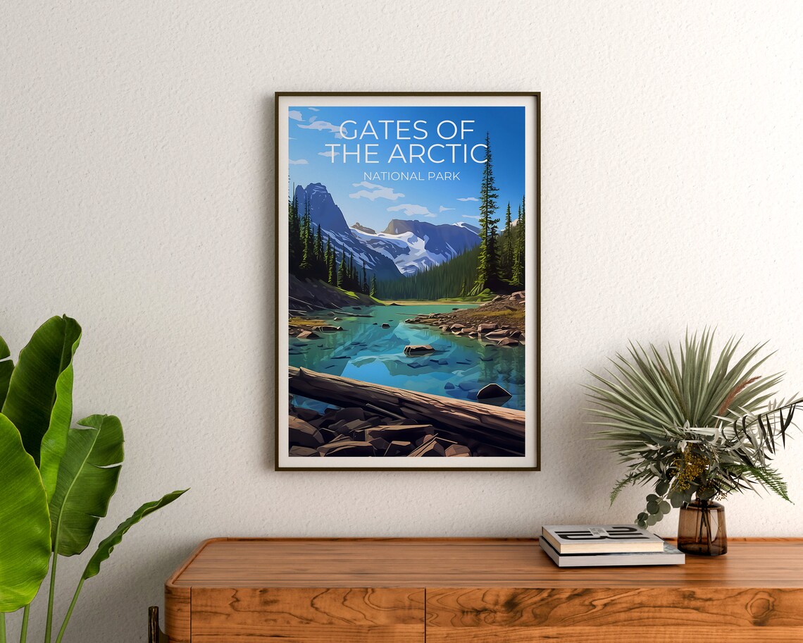 Gates Of The Arctic Alaska Alpine Lake Snowy Peaks View Poster - Image 3