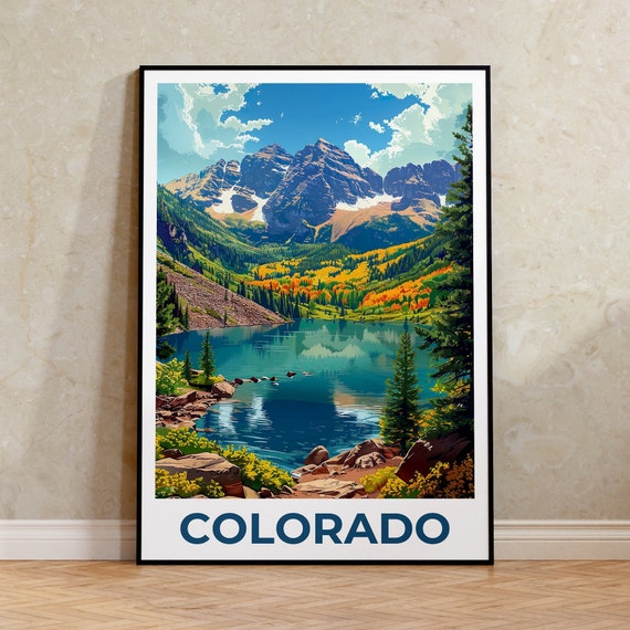 Colorado Rocky Mountains Travel Poster, Mountain Art