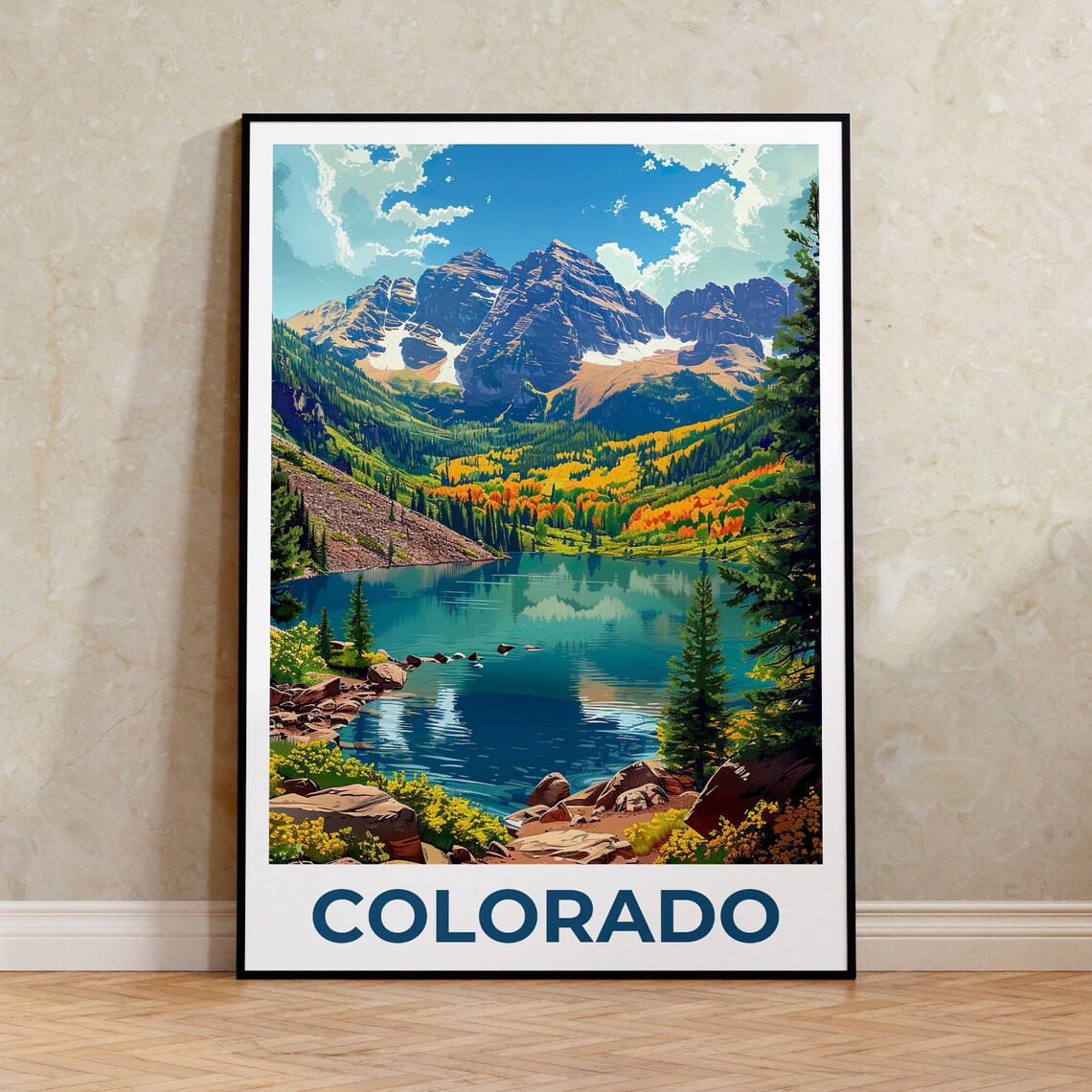 Colorado Rocky Mountains Travel Poster, Mountain Art