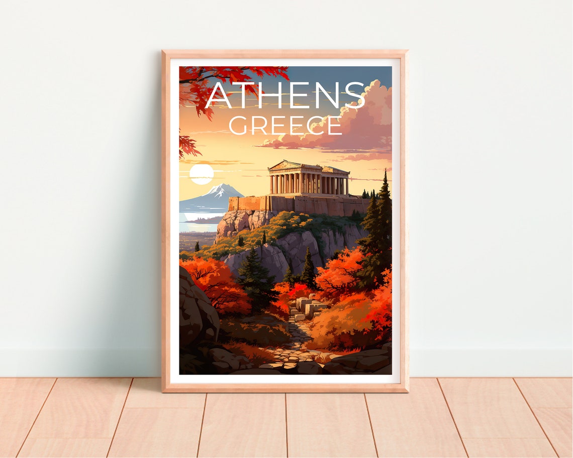 Athens Greece Ancient Parthenon Acropolis Sunset View Poster - Image 4