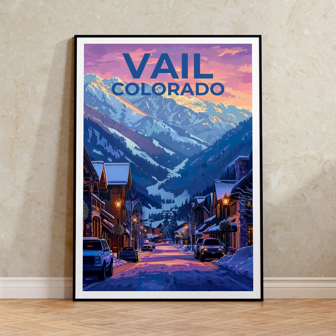 Vail Colorado Travel Poster, Mountain Town Art Print