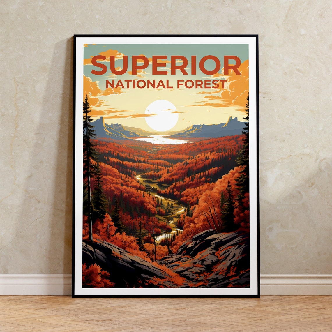 Superior National Forest Minnesota Autumn Foliage River Valley Poster