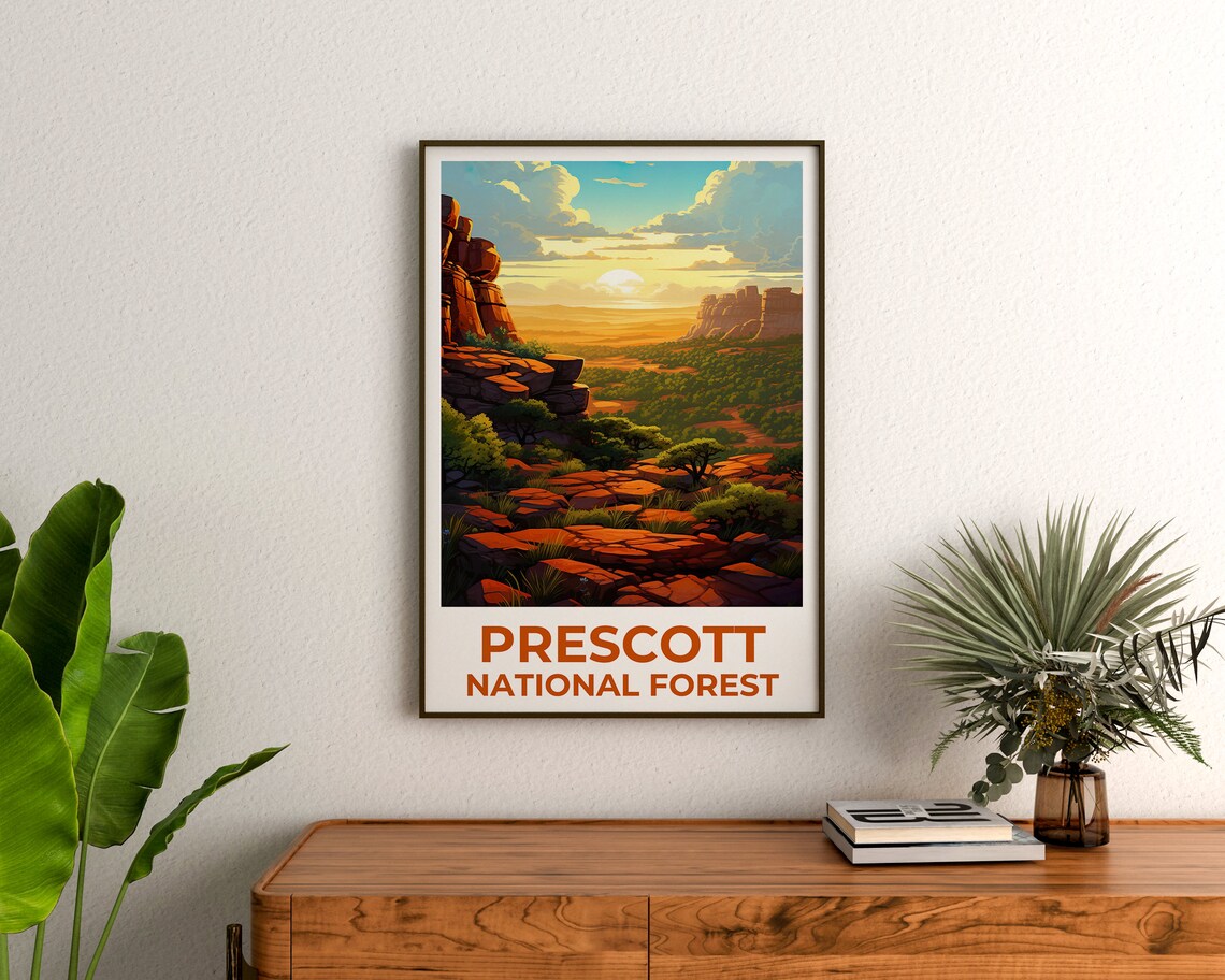 Prescott National Forest Red Rock Vista Sunset Travel Poster - Image 3
