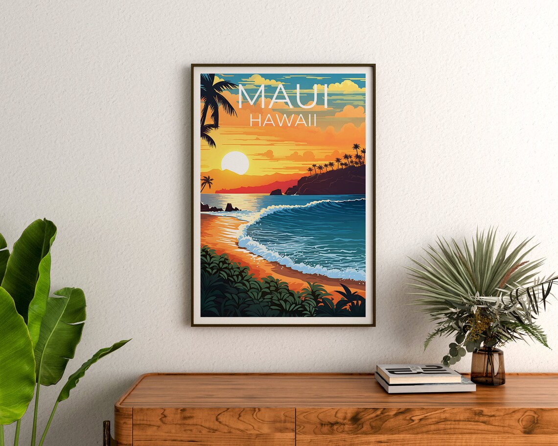 Maui Travel Poster, Hawaii Beach Wall Art - Image 3