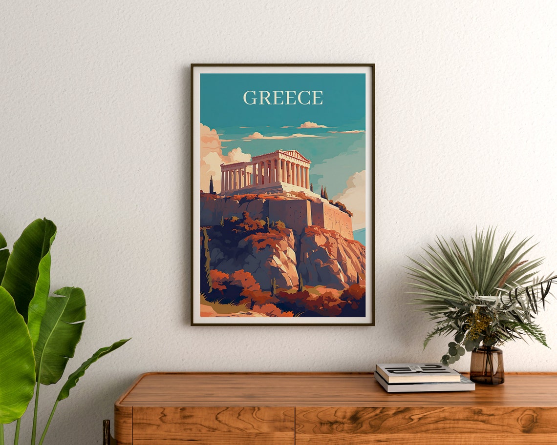 Athens Greece Parthenon Acropolis Ancient Temple Sunset Travel Poster - Image 3