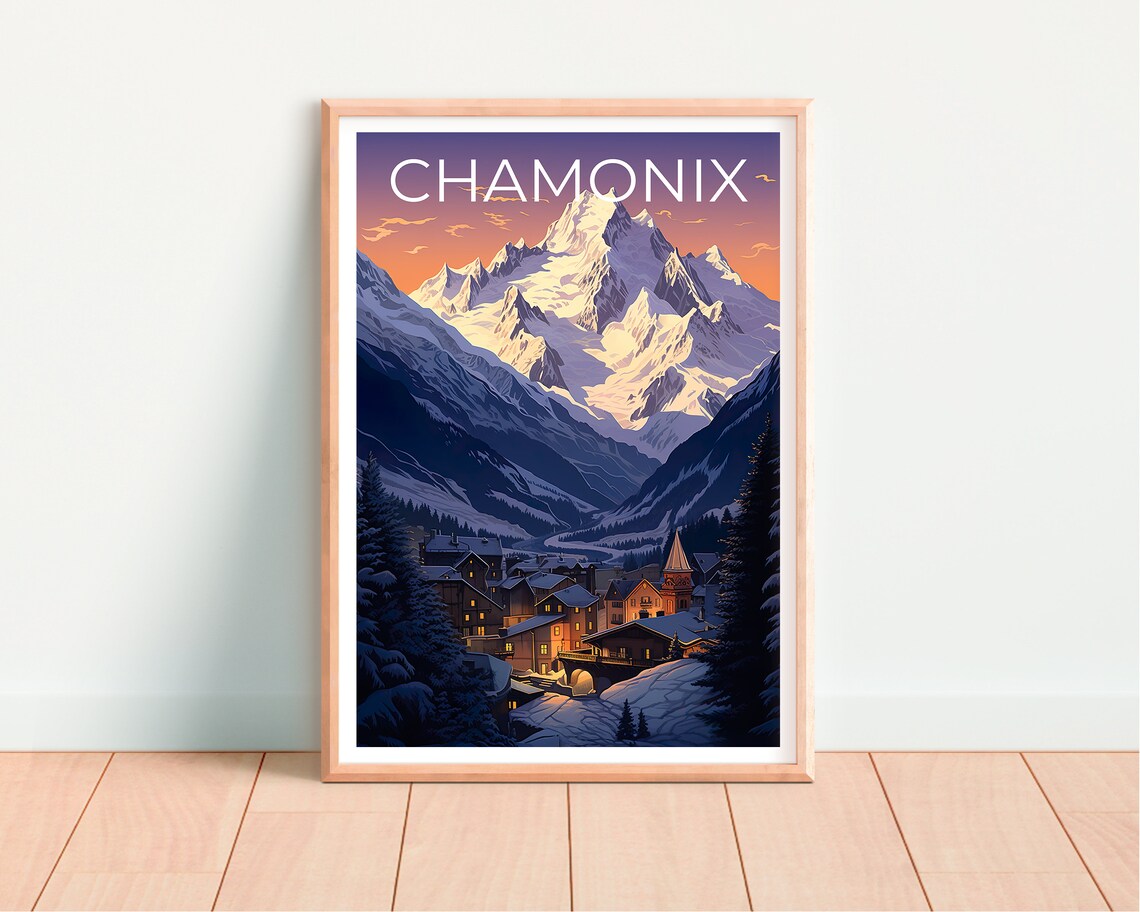 Chamonix Travel Poster, France Ski Resort Print - Image 4