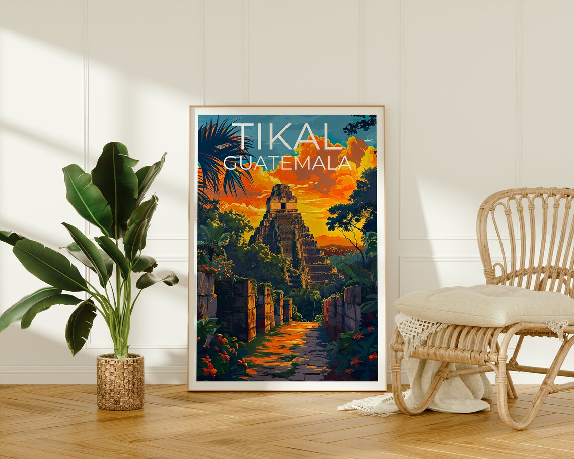 Tikal Travel Poster, Guatemala Art Print - Image 2