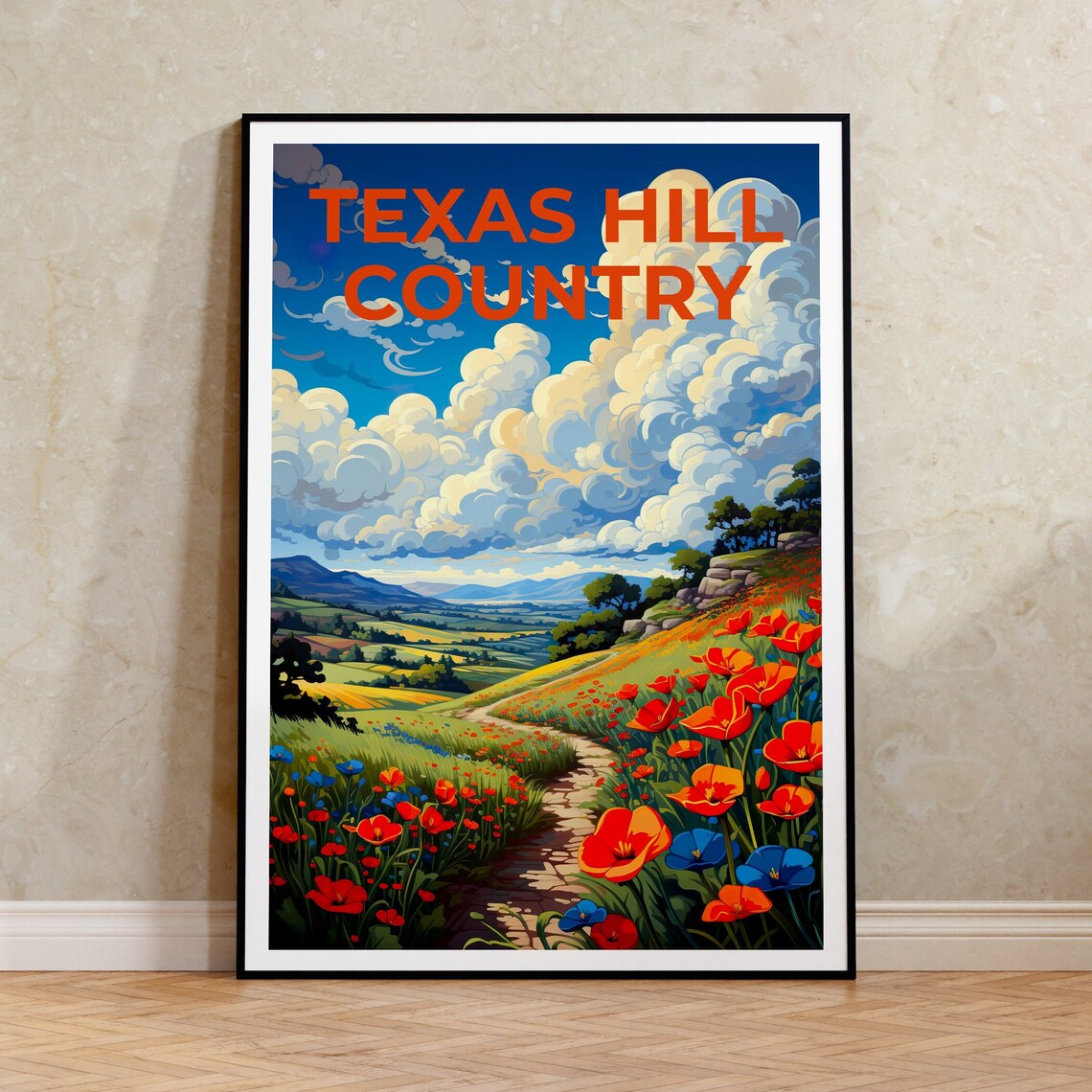 Texas Hill Country Travel Poster, Flower Poster