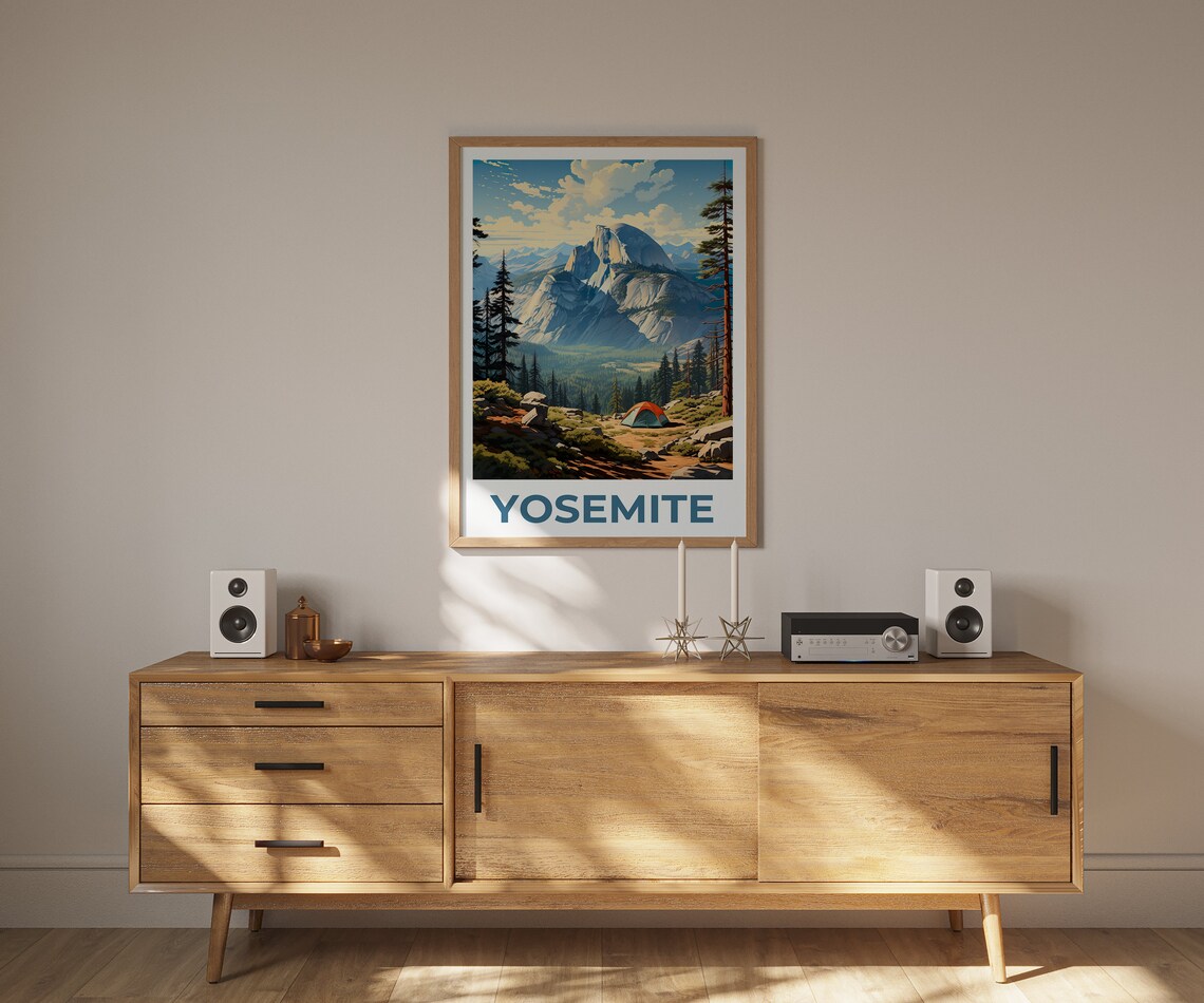 Yosemite Half Dome Travel Poster, California Art Print - Image 2