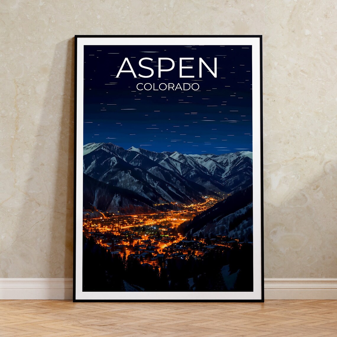 Aspen Travel Poster, Colorado Mountain Wall Art