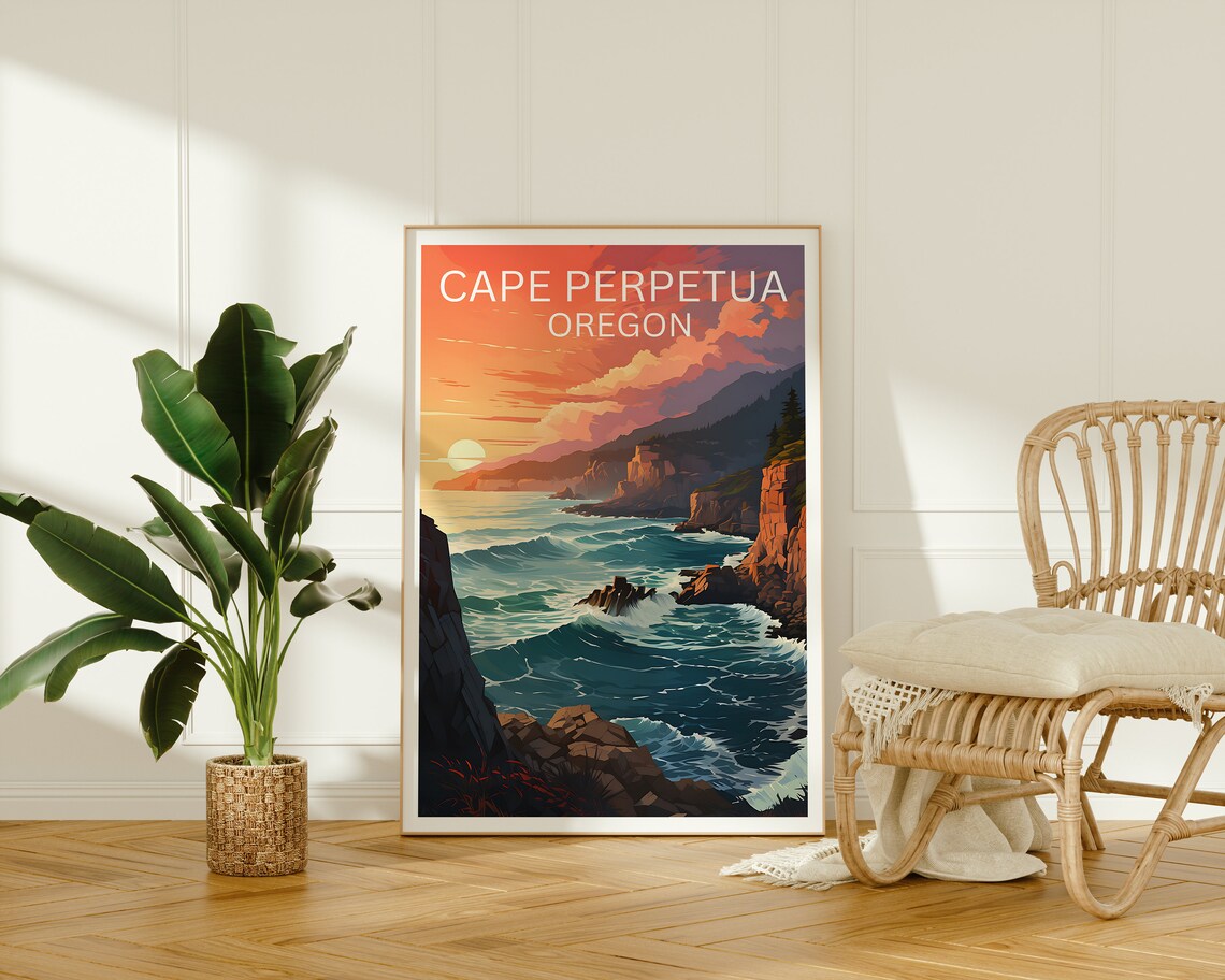 Cape Perpetua Oregon Travel Poster, Nature Print - Image 2