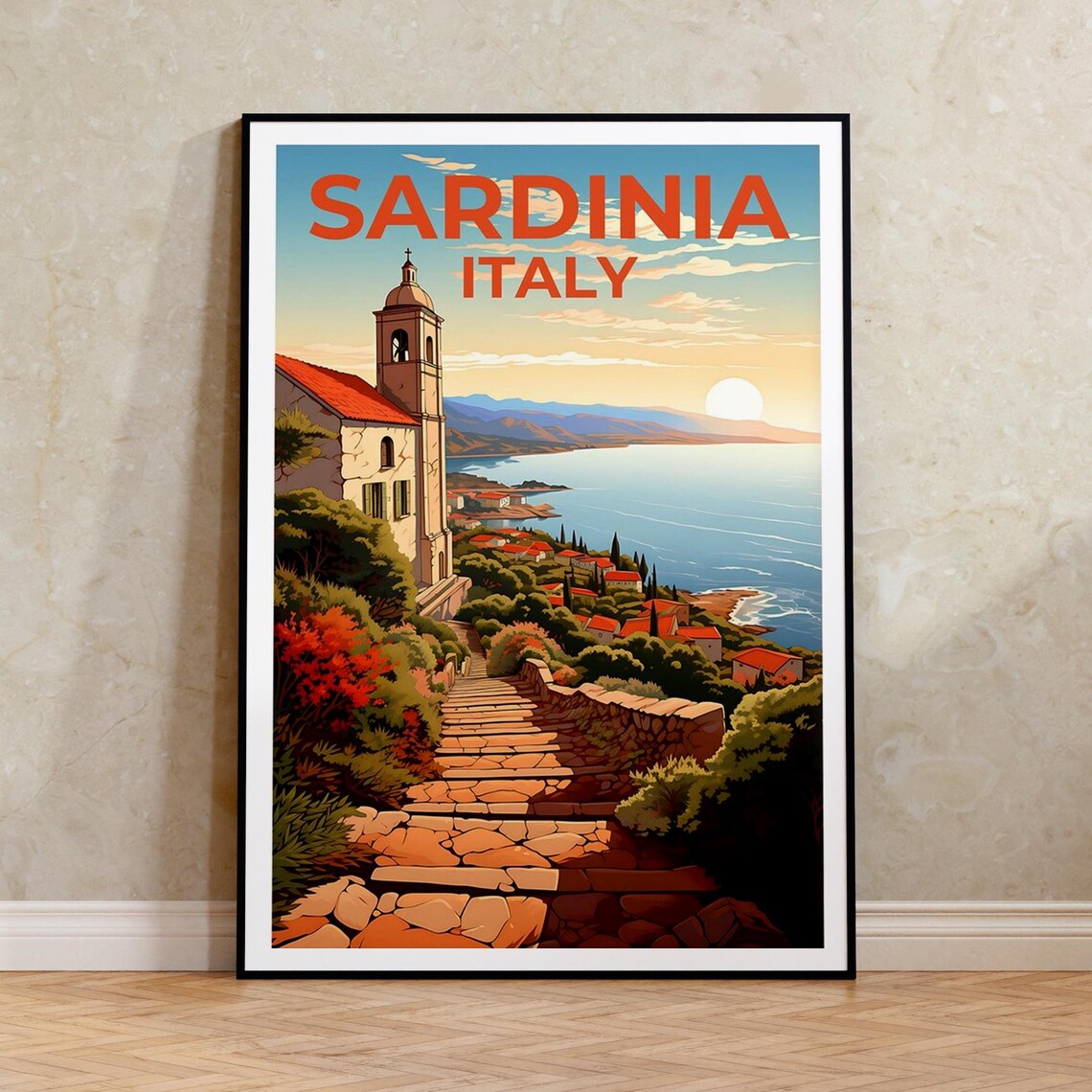 Sardinia Travel Poster, Italy Nature Wall Art