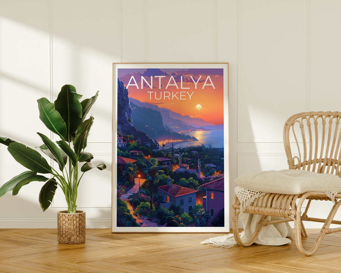 Antalya Travel Poster, Turkey Landscape Art Print - Image 2
