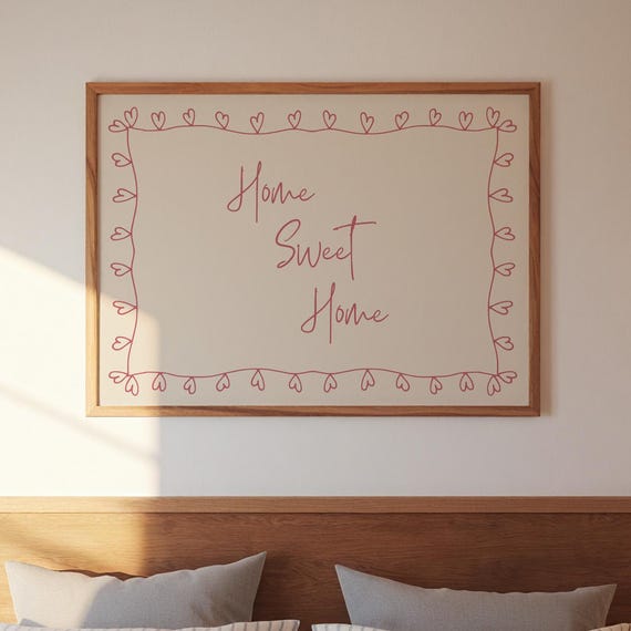 Home Sweet Print Pink Hand Drawn Typography Art Neutral Bedroom Wall Quote Daily Affirmation Poster Housewarming Gift 20