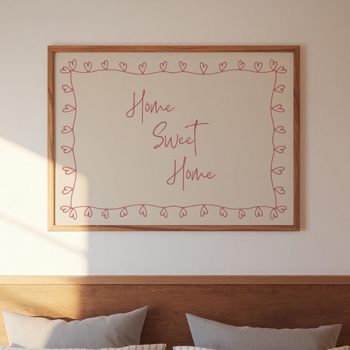Home Sweet Home Hand Drawn Heart Border Cozy Farmhouse Wall Art