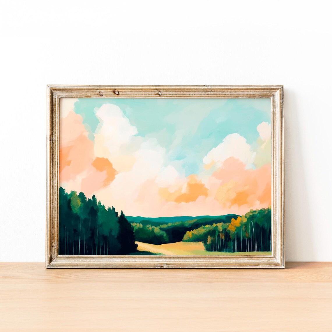Spring Green Trees Sky Abstract Forest Art Print - Image 2
