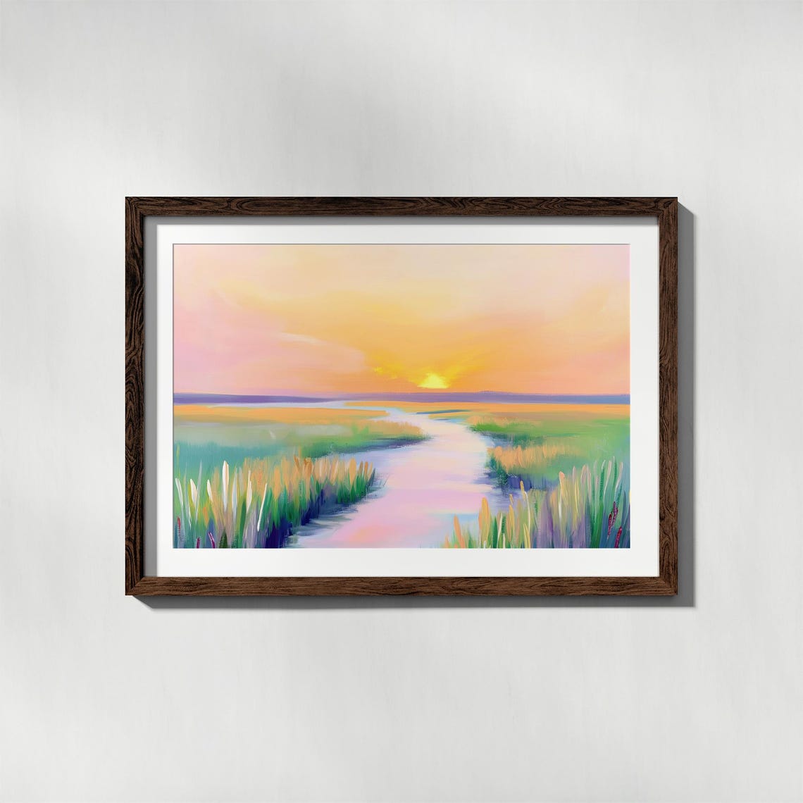 Golden Marsh Sunrise With Winding Pink Creek Wetlands Poster - Image 4