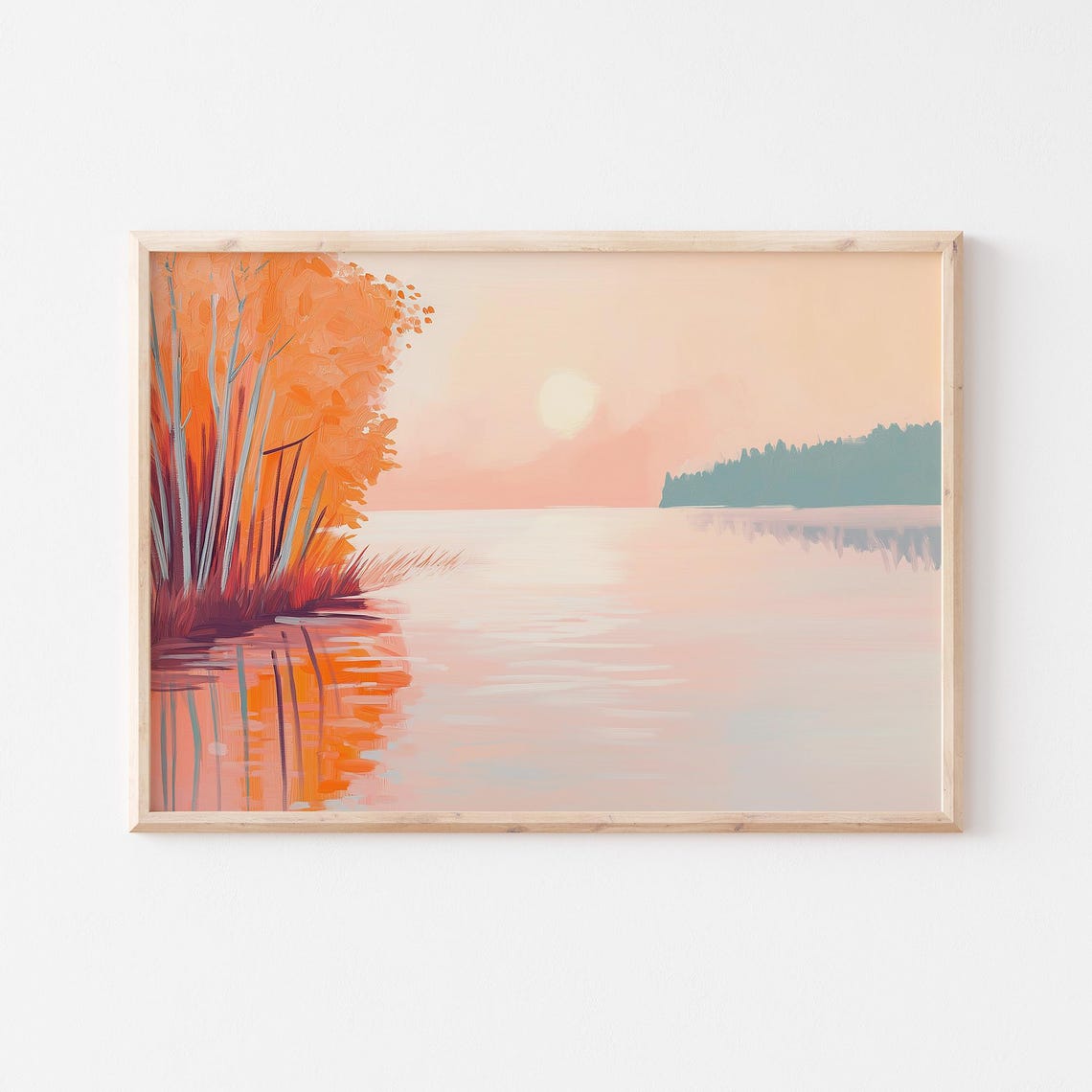 Autumn Lake Sunset With Fiery Orange Trees And Pink Water Poster - Image 5